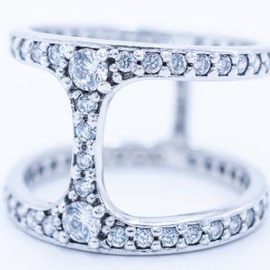 Stacked Cubic Zirconia in Silver Ring